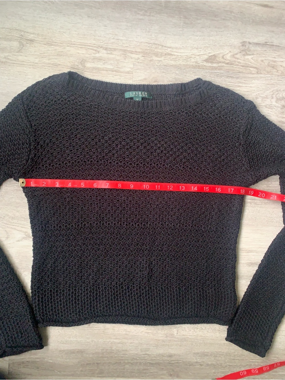 Lauren Ralph Lauren Black Open Crochet Knit Pullover Sweater Size M - Picture 5 of 10